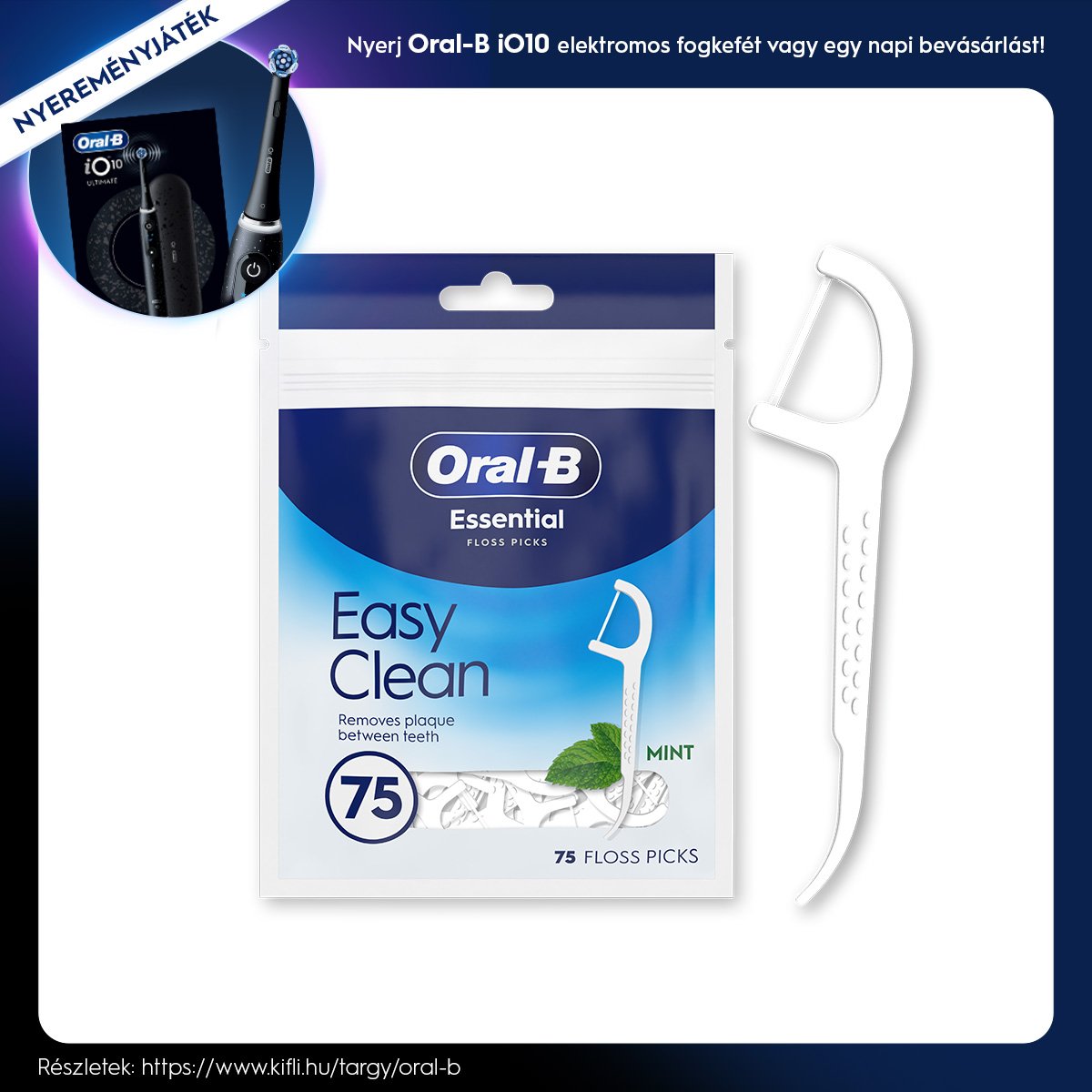 Oral-B Easy Clean Fogselyem Pálcika Mentolos Ízesítéssel, 75 db