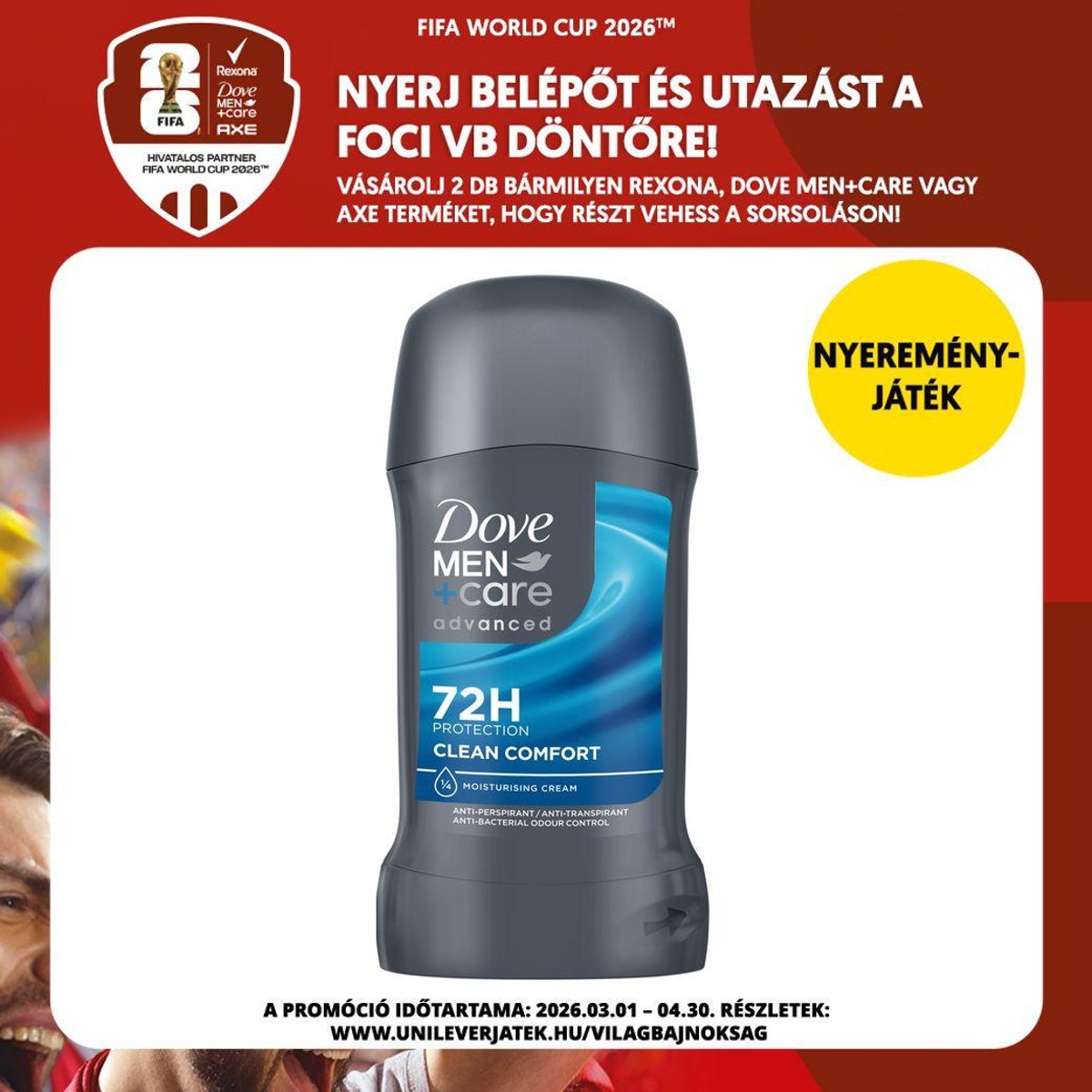 Dove Men+Care Clean Comfort férfi izzadásgátló stift, 50 ml