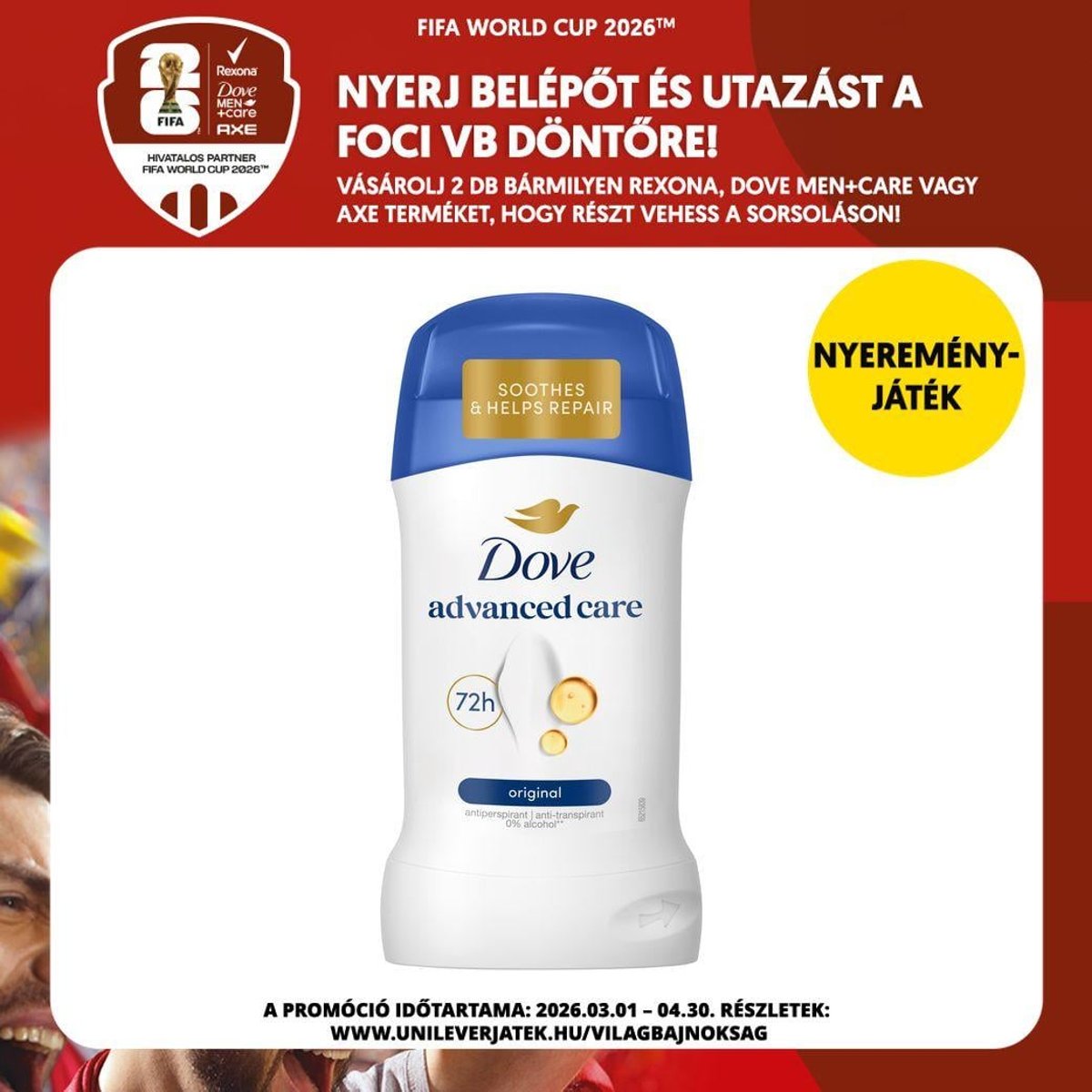 Dove Advanced Care Original női izzadásgátló stift, 50 ml
