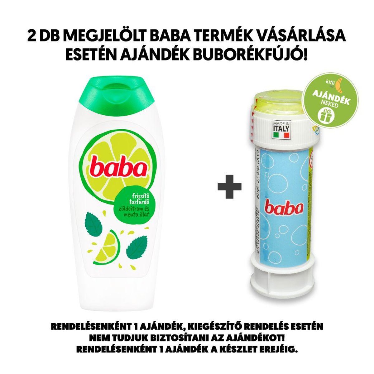 Baba Zöldcitrom és menta illatú frissítő tusfürdő, 400 ml