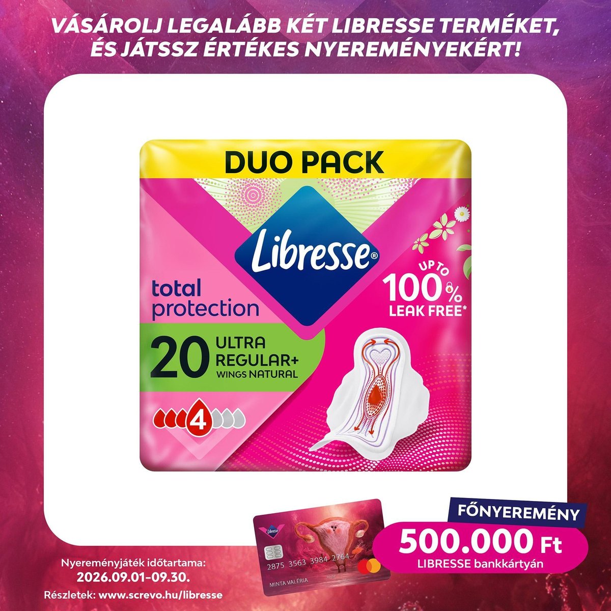 Libresse Ultra+ Natural szárnyas egészségügyi betét