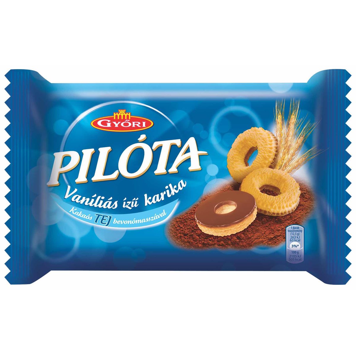 Győri Pilóta vaníliás ízű karika kakaós tejbevonómasszával