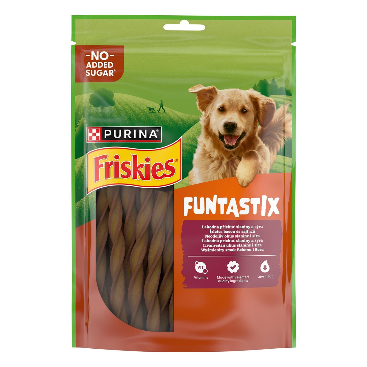 Friskies Funtastix Ízletes bacon és sajt ízesítésű kutya jutalomfalat