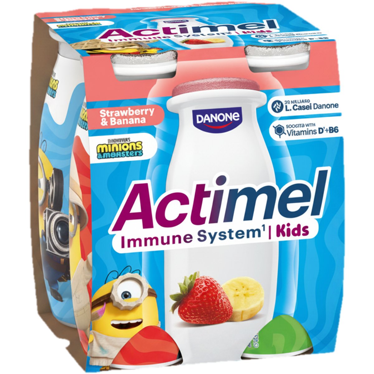 Danone Actimel Kids zsírszegény eper-banánízű joghurtital B6- és D-vitaminnal (4x100g)