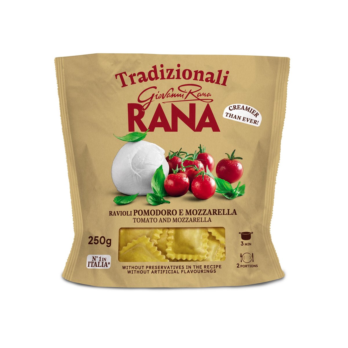 Rana ravioli paradicsomos és mozzarellás töltelékkel