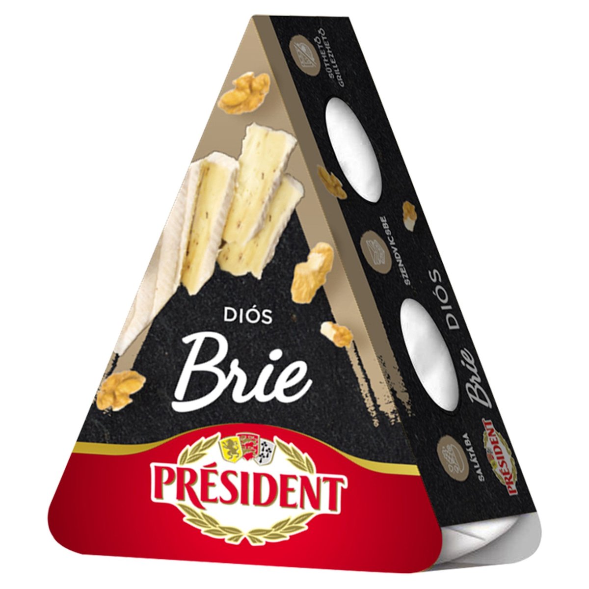 Président Brie fehér nemespenésszel érlelt, diós, zsírdús, lágy sajt
