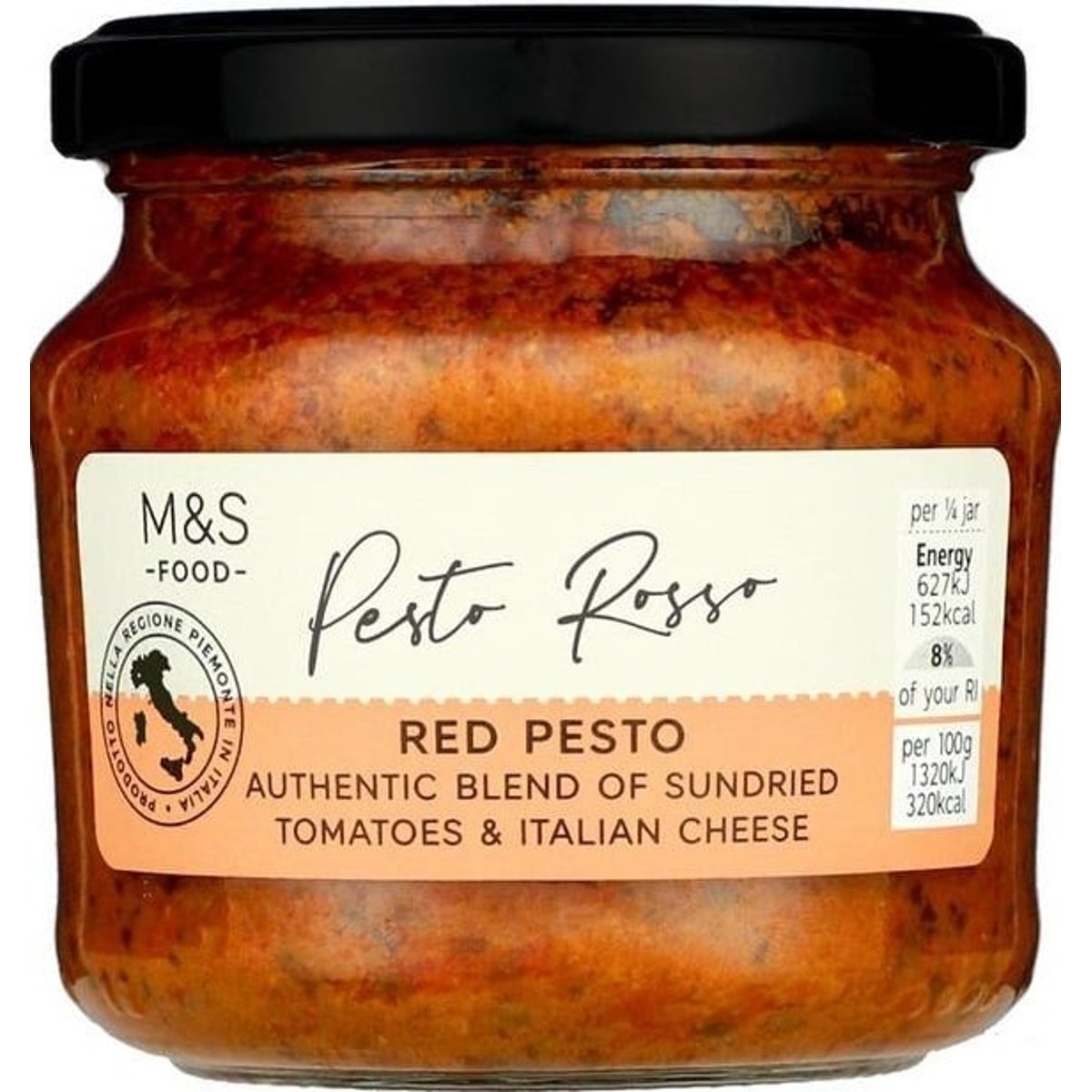 Marks & Spencer Paradicsomos pesztó extra szűz olívaolajjal (25%), bazsalikommal, olasz sajttal, kesudióval és fenyőmaggal