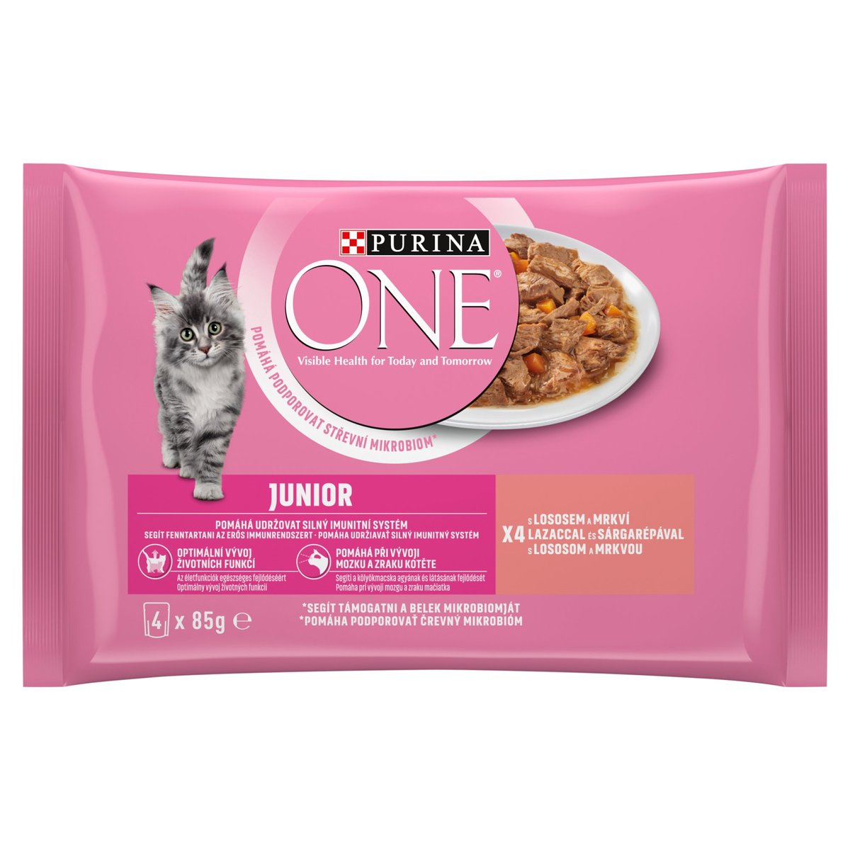 Purina One JUNIOR Lazaccal és sárgarépával nedves macskaeledel