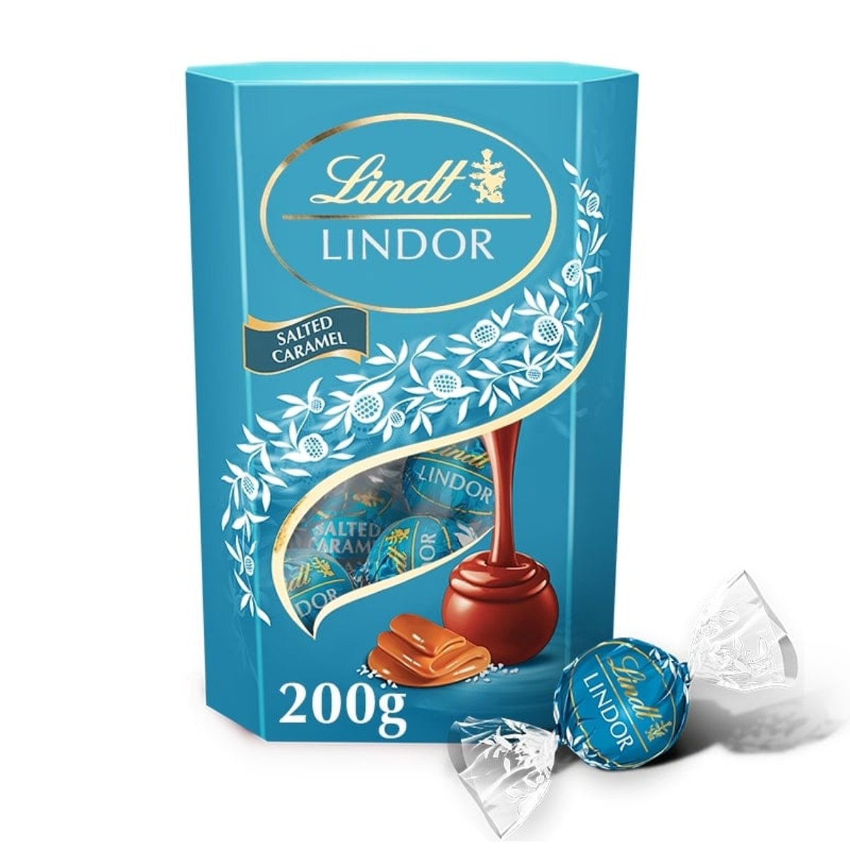 Lindt Lindor tejcsokoládé (FleurdeSel) sókristályokkal és lágyan olvadó karamellás töltelékkel