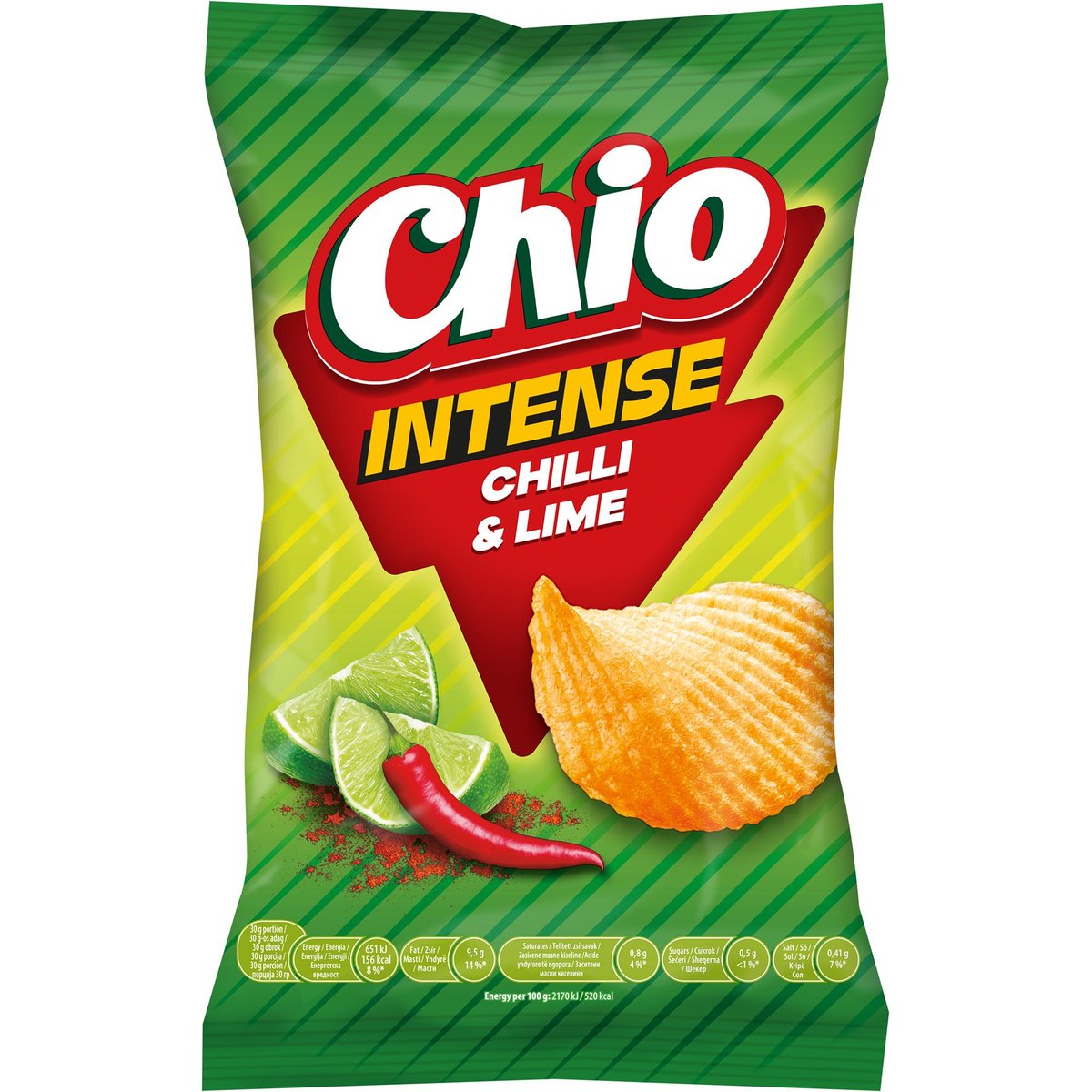 Chio Chips Intense chili és lime ízű csípős burgonyachips