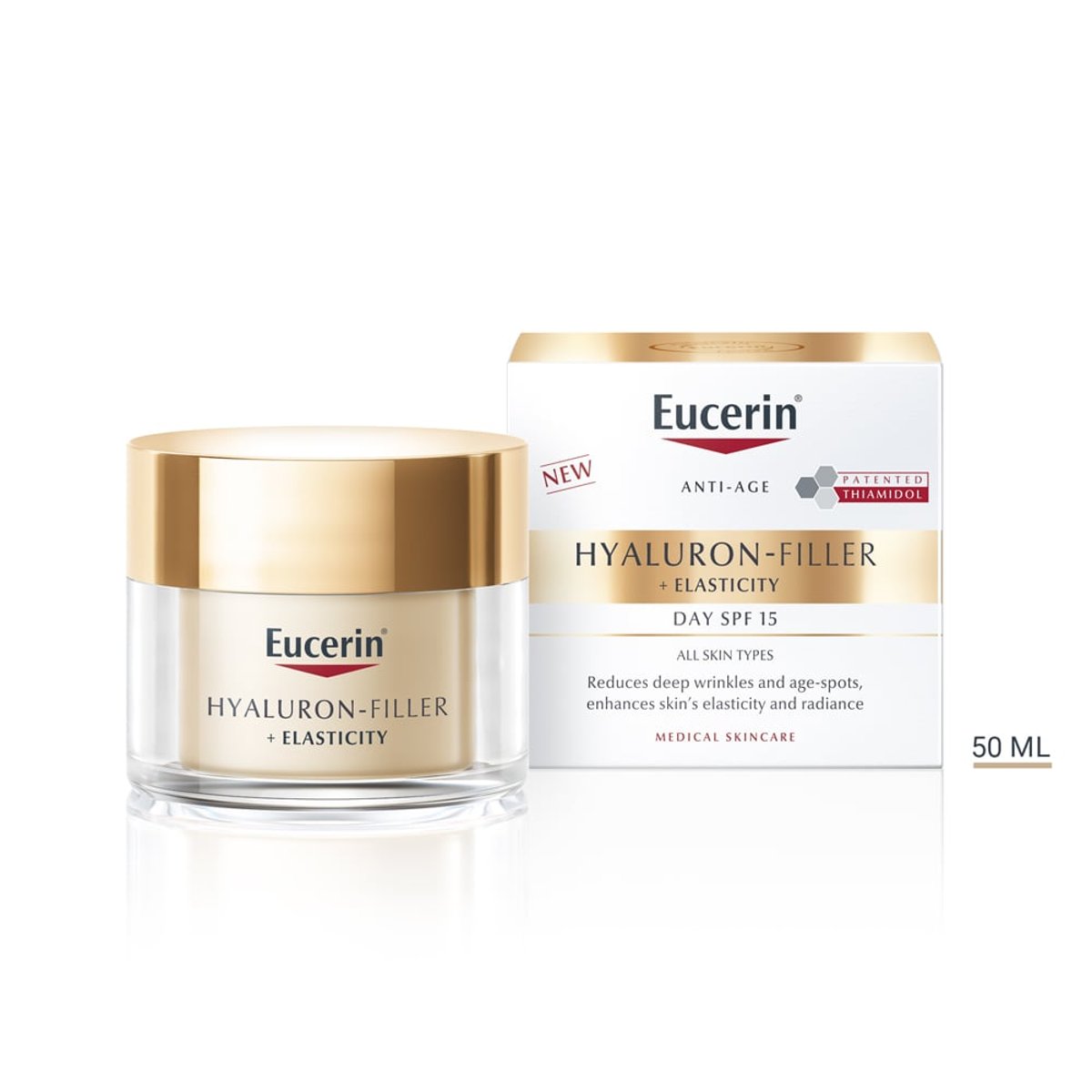 Eucerin Hyaluron-Filler + Elasticity Bőrtömörséget regeneráló nappali krém SPF15 50ml