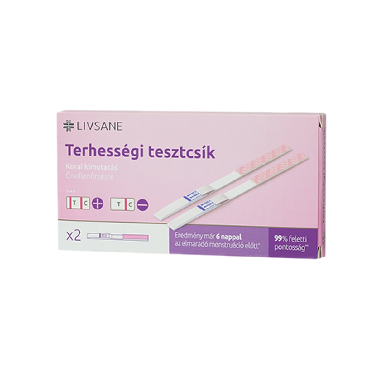 LIVSANE Terhességi tesztcsík – Korai kimutatás 2 db