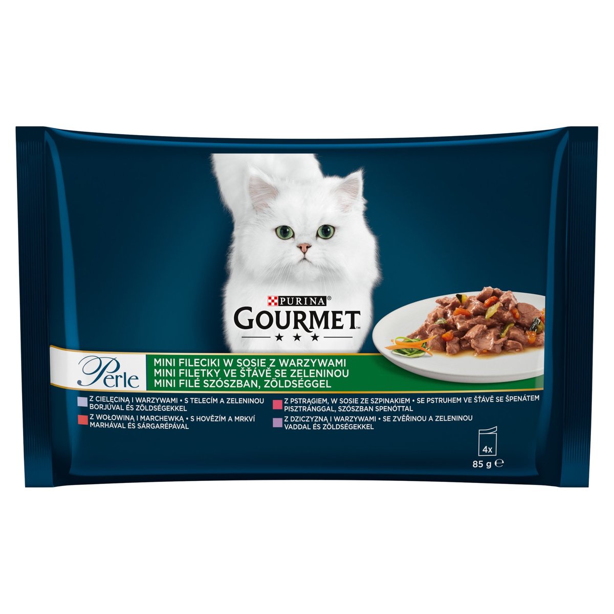 Gourmet Perle Mini filé borjúval,vaddal,marhával,pisztránggal nedves macskaeledel