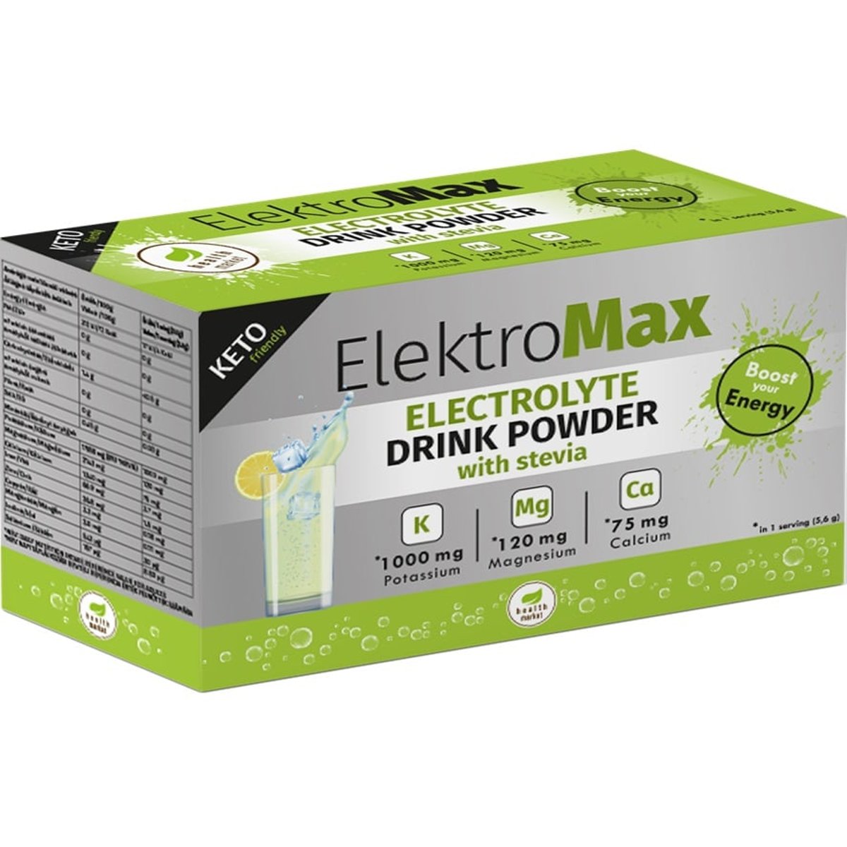 Health Market ELEKTROMAX Citrus ízű elektrolit italpor ásványi anyagokkal és édesítőszerrel