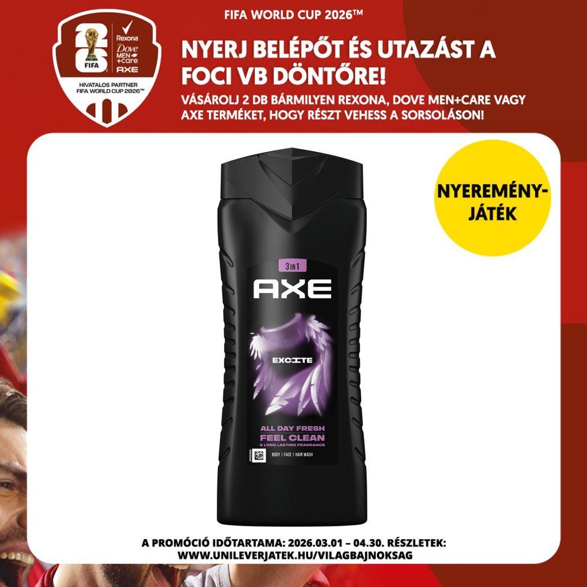 AXE Excite tusfürdő, 400ml