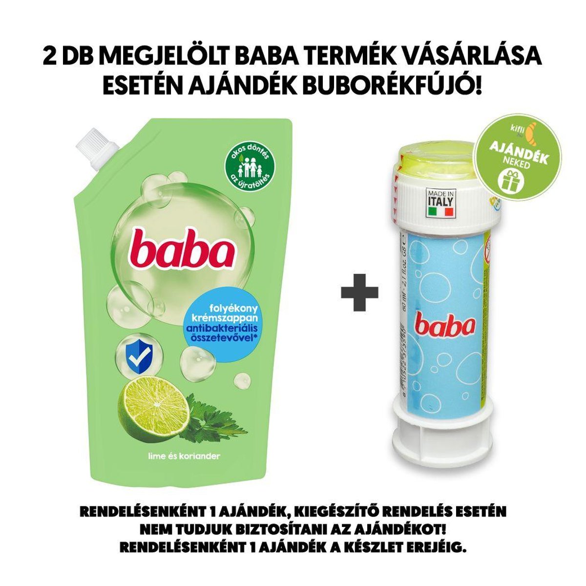 Baba antibakteriális folyékony krémszappan utántöltő lime és koriander illattal, 500 ml