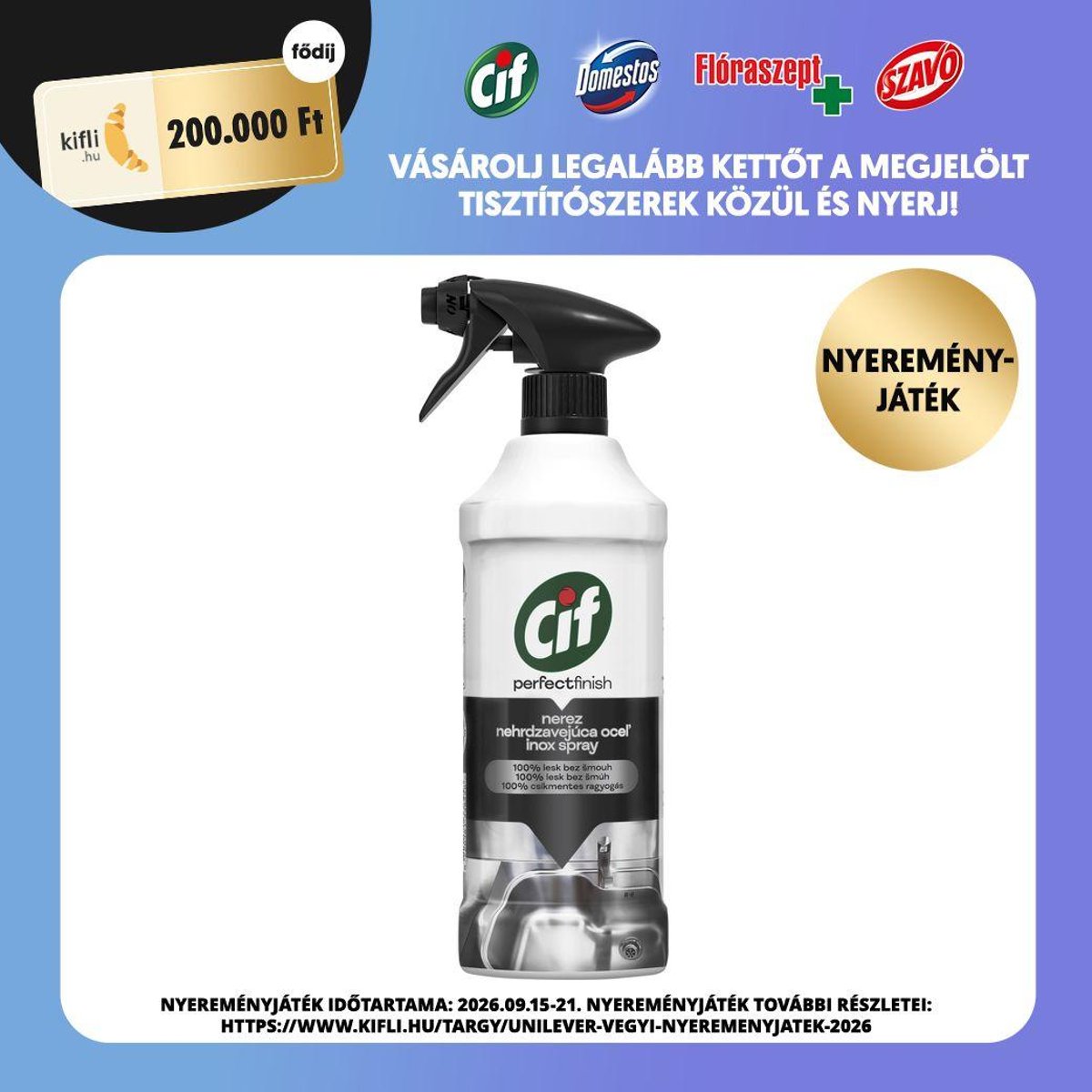 Cif Perfect Finish inox spray rozsdamentes acél felületre, 435 ml