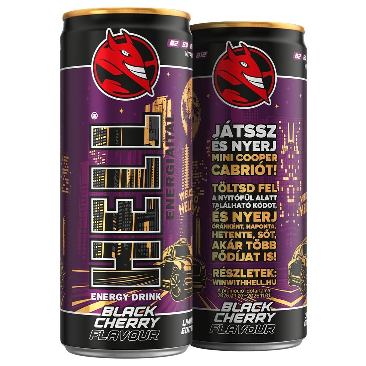 HELL Energiaital Black Cherry, fekete cseresznyésízű
