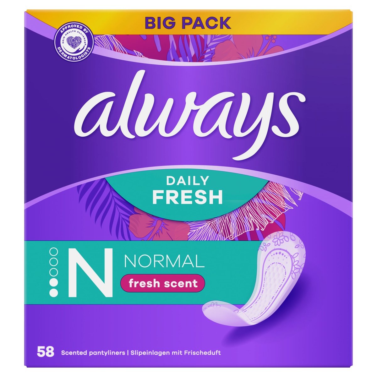 Always Daily Fresh Tisztasági Betét Friss Illattal, Normal, 58 db