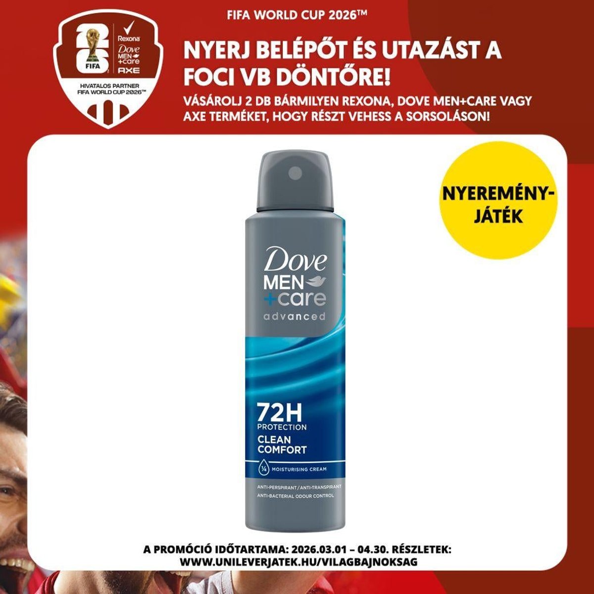 Dove Men+Care Clean Comfort férfi izzadásgátló dezodor, 150 ml