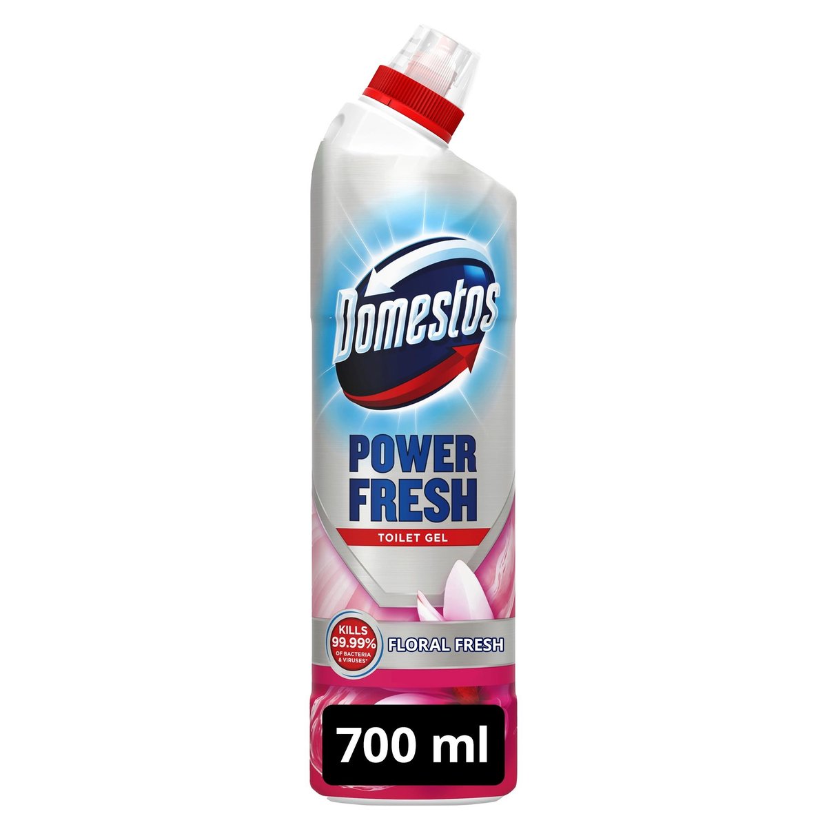 Domestos Power Fresh WC tisztító gél vízkő lerakódás ellen Floral Fresh intenzív illattal, 700 ml