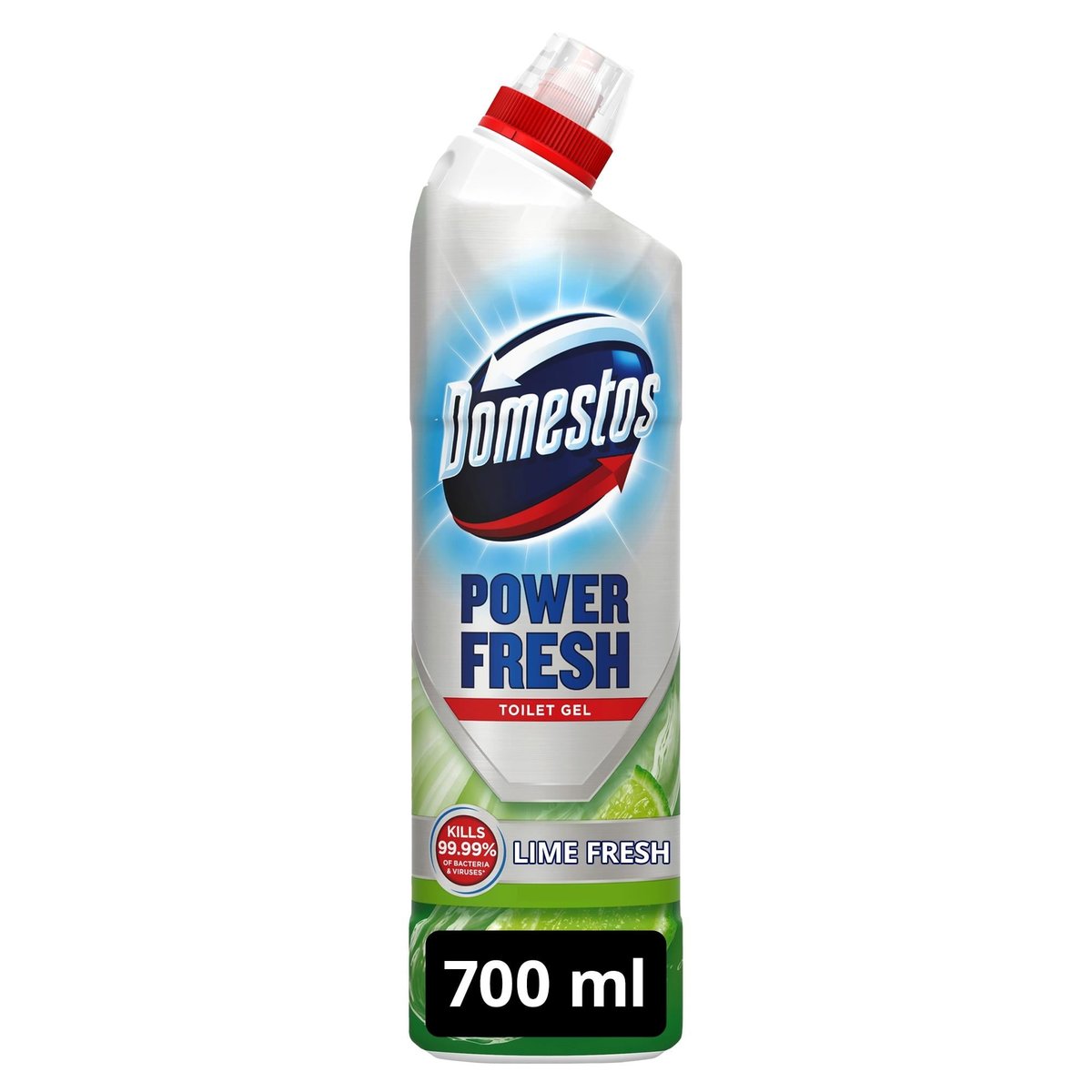Domestos Power Fresh WC tisztító gél vízkő lerakódás ellen Lime Fresh Intenzív illattal, 700ml
