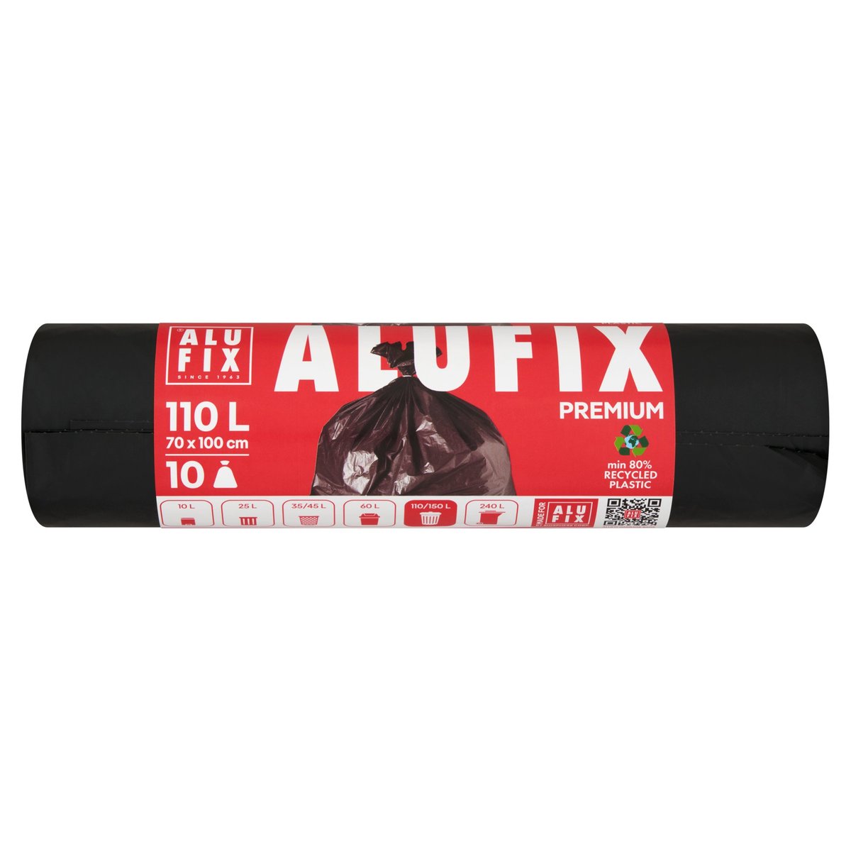 ALUFIX Szemeteszsák 110 l/10 db prémium (fekete) extra erős 33 mikron vastag