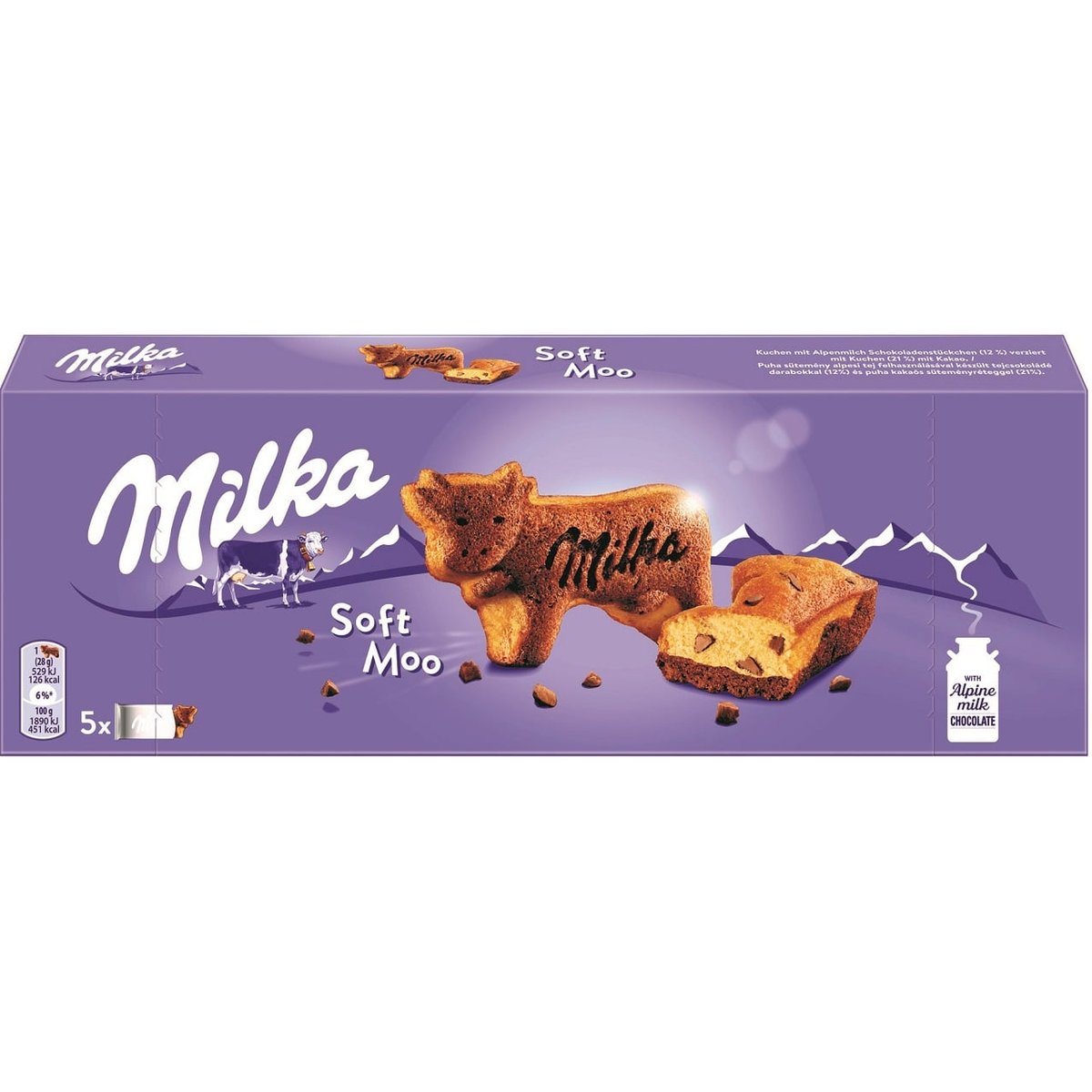 Milka Soft Moo sütemény tejcsokoládé darabokkal 5 db