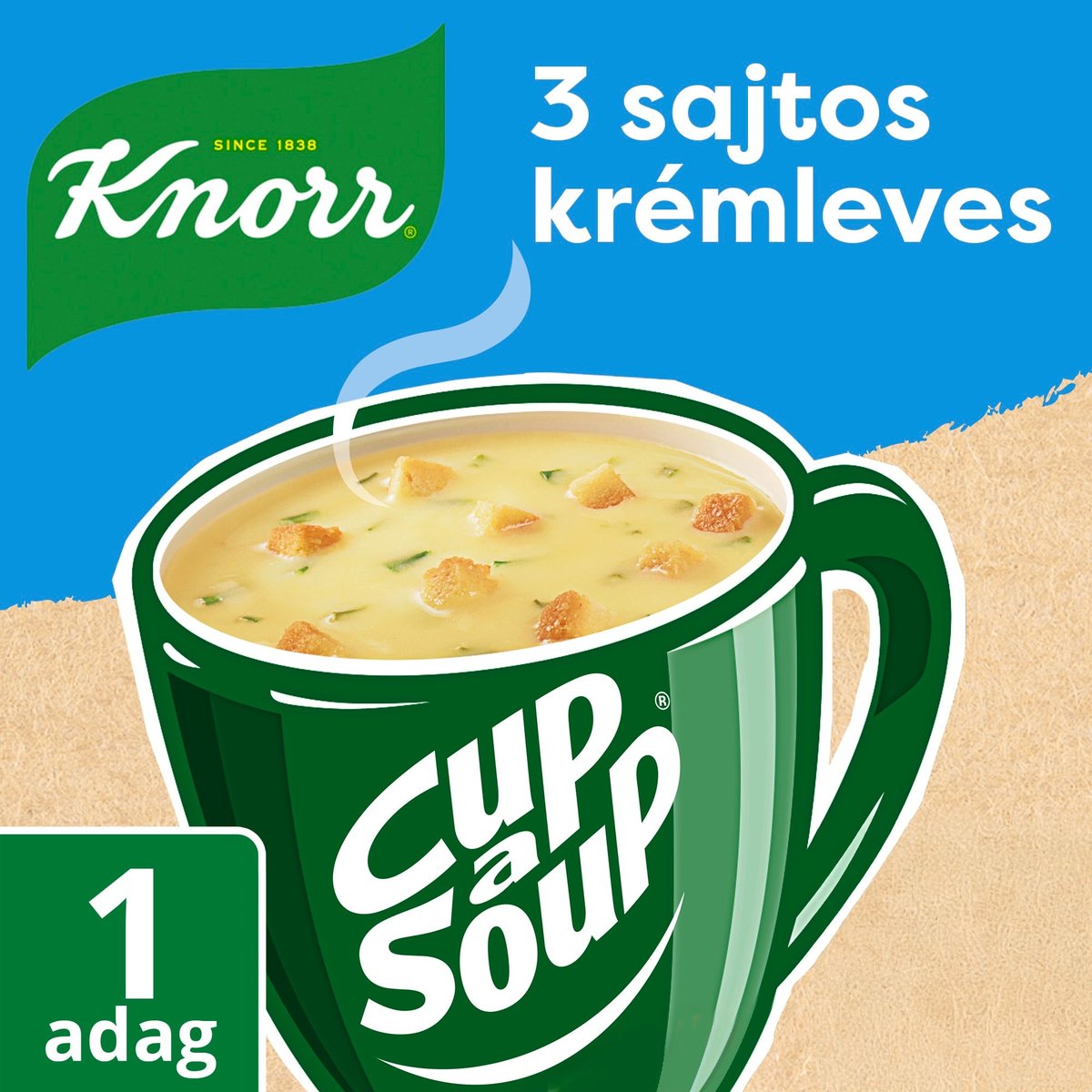 Knorr Cup a Soup 3 sajtkrémleves zsemlekockával