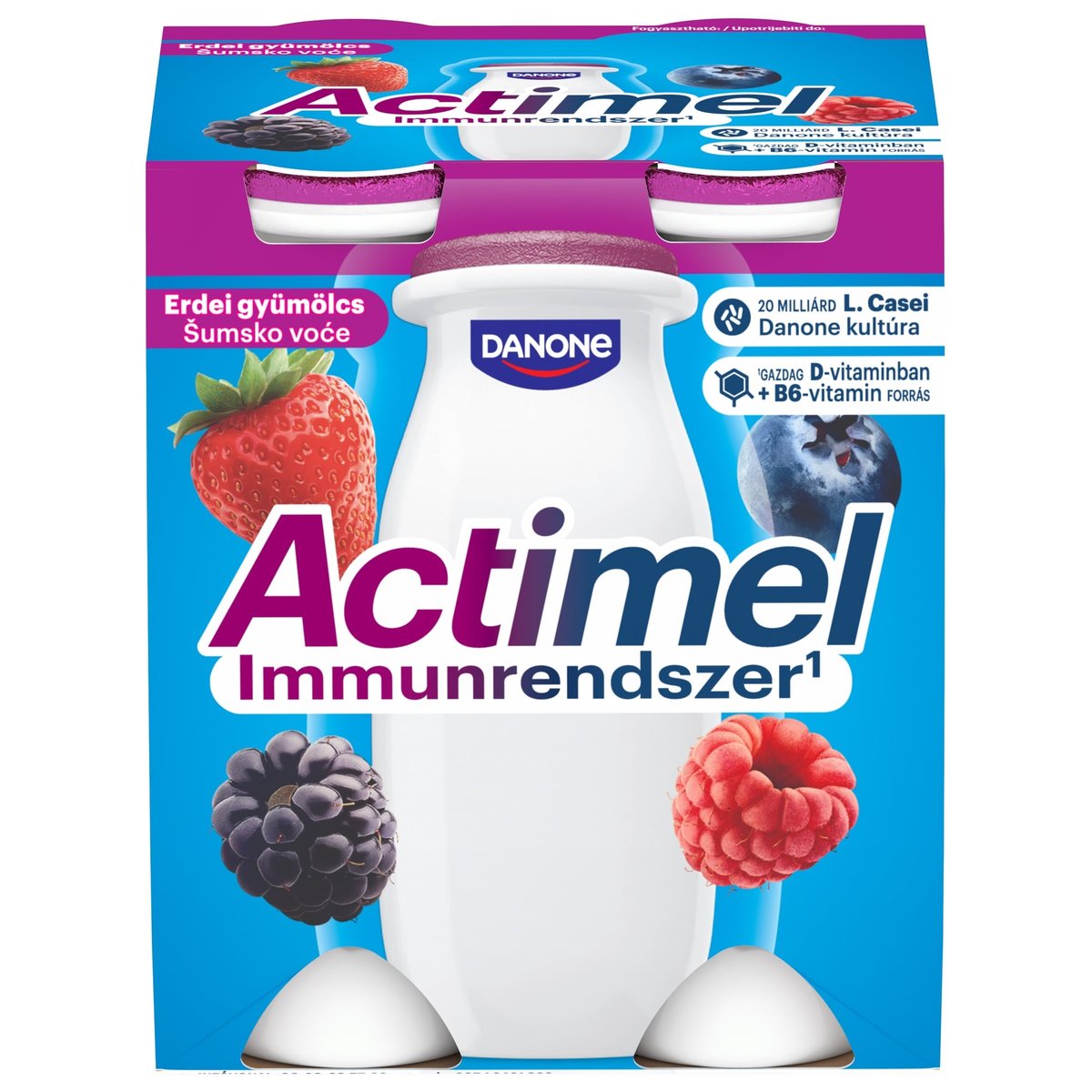 Danone Actimel zsírszegény, élőflórás, erdei gyümölcsízű joghurtital (4x100g)