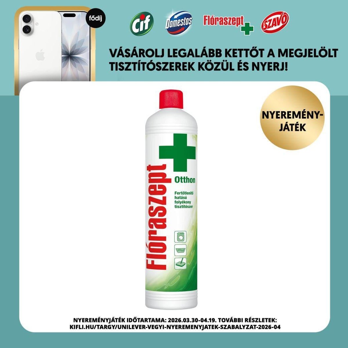 Flóraszept Otthon fertőtlenítő hatású folyékony tisztítószer, 1000 ml