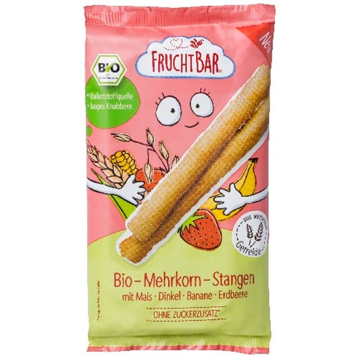 FruchtBar Bio extrudált multi grain rudak kukoricával, tönköly, eper, banán