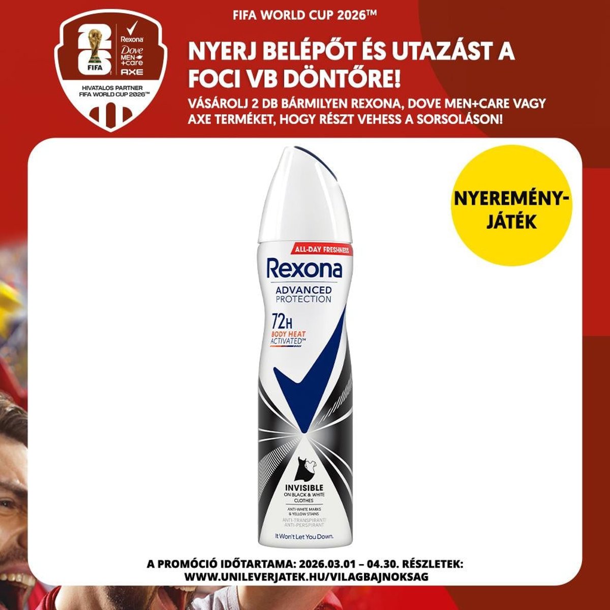 Rexona Advanced Protection Invisible Black&White női izzadásgátló dezodor, 150 ml