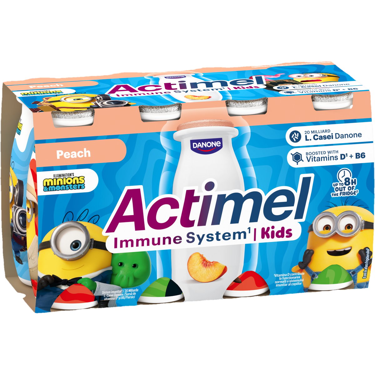 Danone Actimel Kids zsírszegény őszibarackos joghurtital, kalciummal, B6- és D-vitaminnal (8x100g)